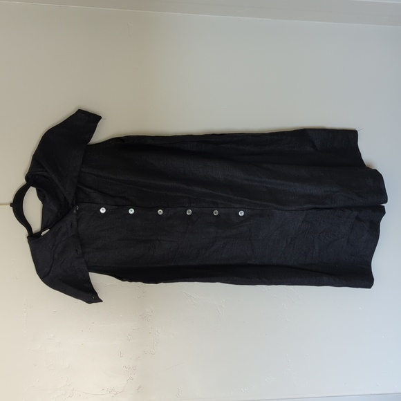 Anne Klein Vintage NWT Black Linen Button Romper Jumpsuit 10‎ - Picture 1 of 9
